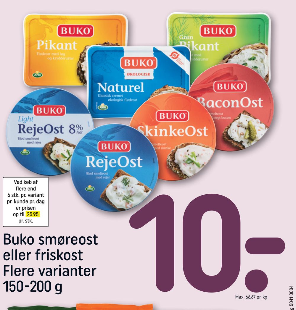 Tilbud på Buko smøreost eller friskost Flere varianter 150-200 g fra REMA 1000 til 10 kr.