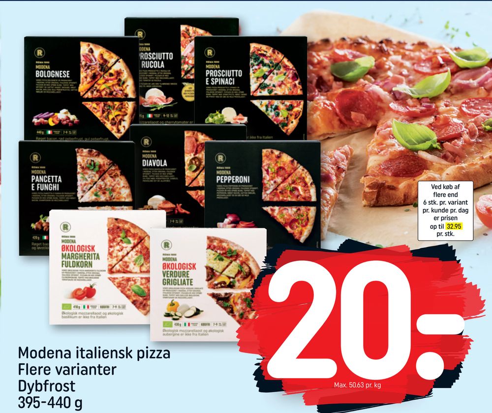 Tilbud på Modena italiensk pizza Flere varianter Dybfrost 395-440 g fra REMA 1000 til 20 kr.