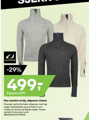 Rav sweater w/zip, ullgenser, Unisex