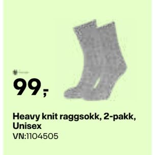 Heavy knit raggsokk, 2-pakk, Unisex