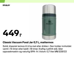 Classic Vacuum Food Jar 0,7 L, mattermos