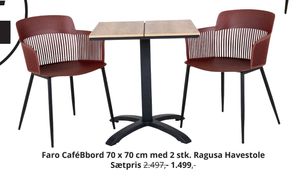 Faro CaféBbord 70 x 70 cm med 2 stk. Ragusa Havestole Sætpris