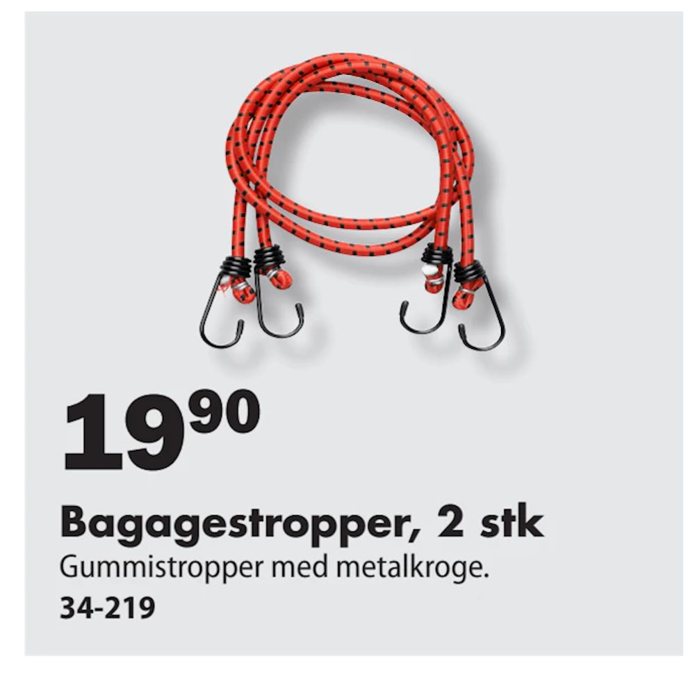 Tilbud på Bagagestropper, 2 stk fra Biltema til 19,90 kr.