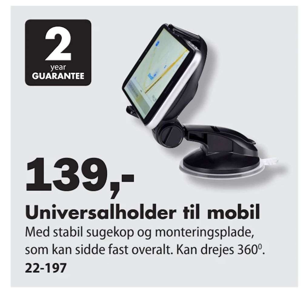 Tilbud på Universalholder til mobil fra Biltema til 139 kr.