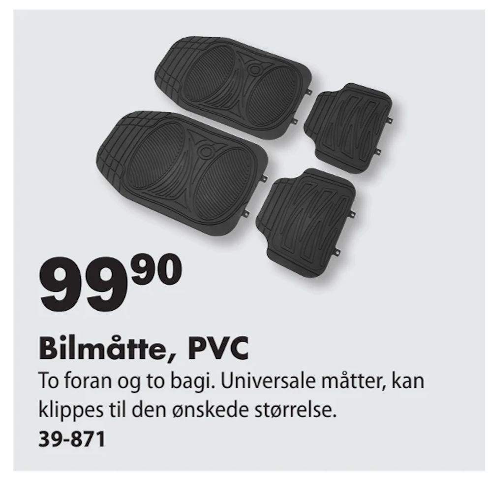 Tilbud på Bilmåtte, PVC fra Biltema til 99,90 kr.