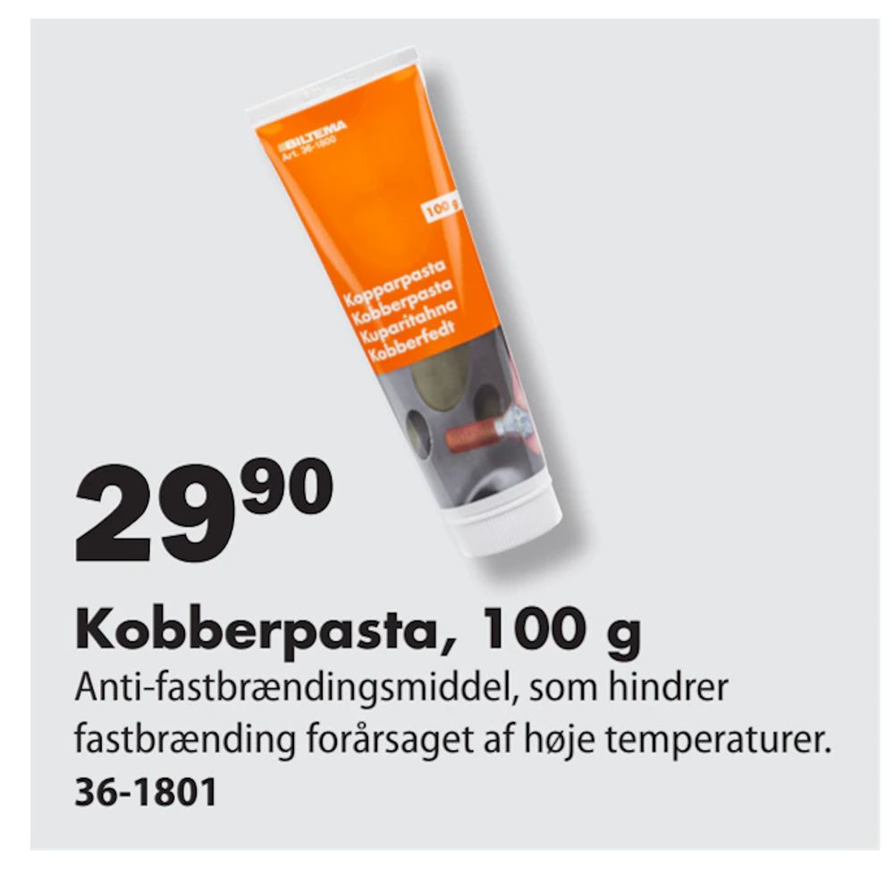 Tilbud på Kobberpasta, 100 g fra Biltema til 29,90 kr.