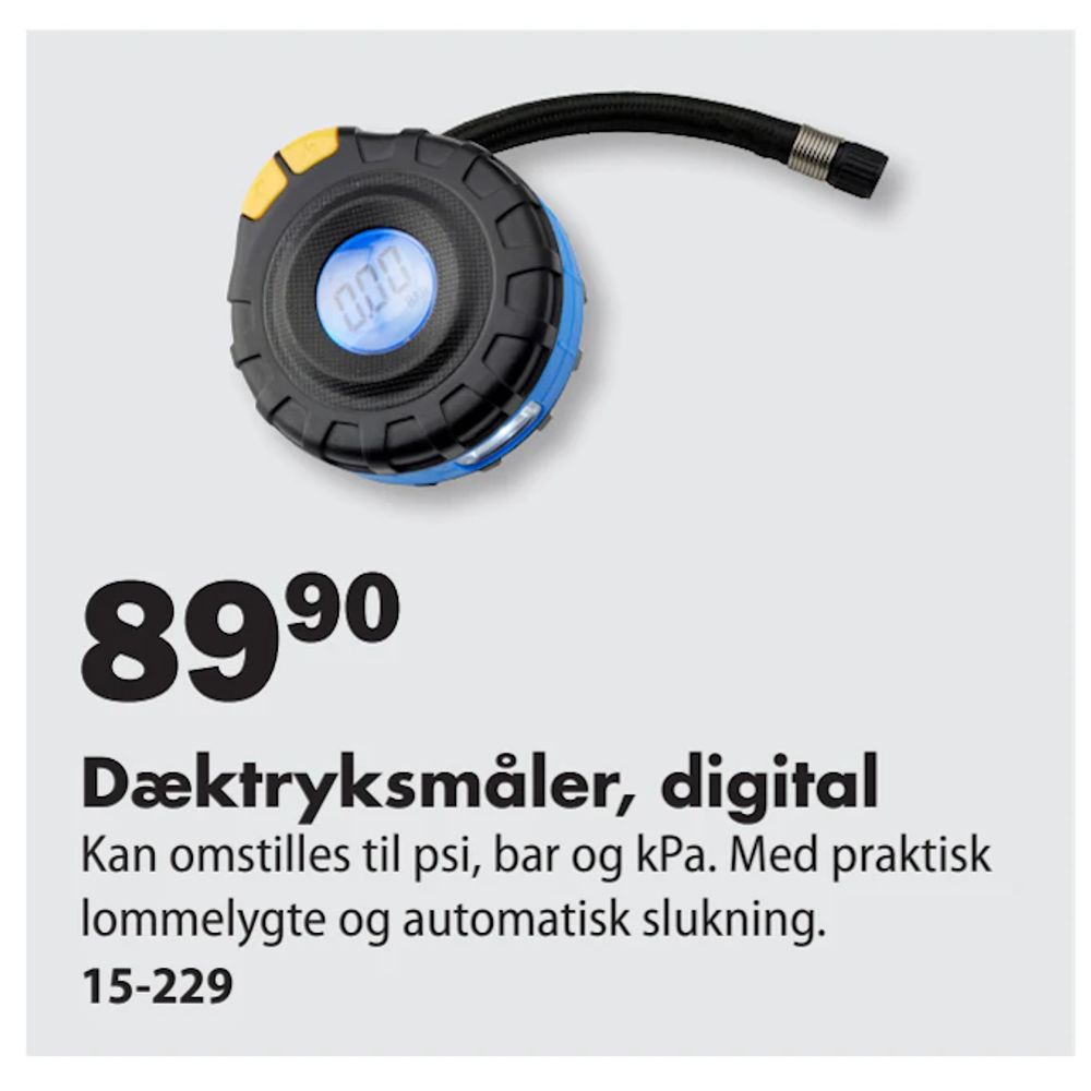 Tilbud på Dæktryksmåler, digital fra Biltema til 89,90 kr.
