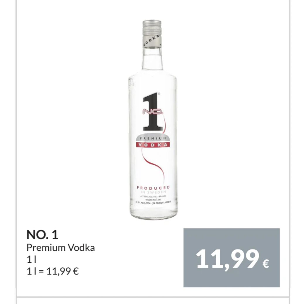 Erbjudanden på Premium Vodka 1 l 1 l = 11,99 € från Nielsen Scan-Shop för 11,99 €