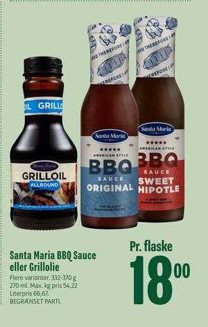 Santa Maria BBQ Sauce eller Grillolie
