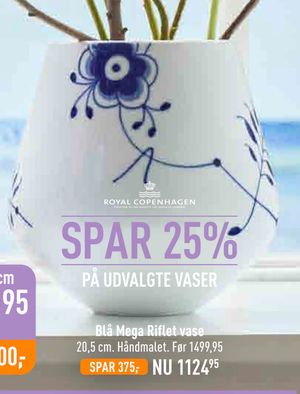 Blå Mega Riflet vase