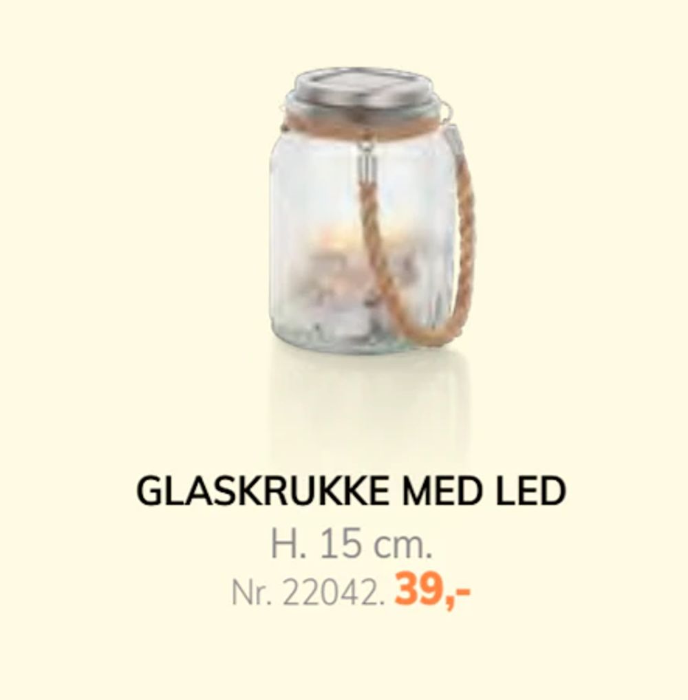Tilbud på GLASKRUKKE MED LED fra Daells Bolighus til 39 kr.