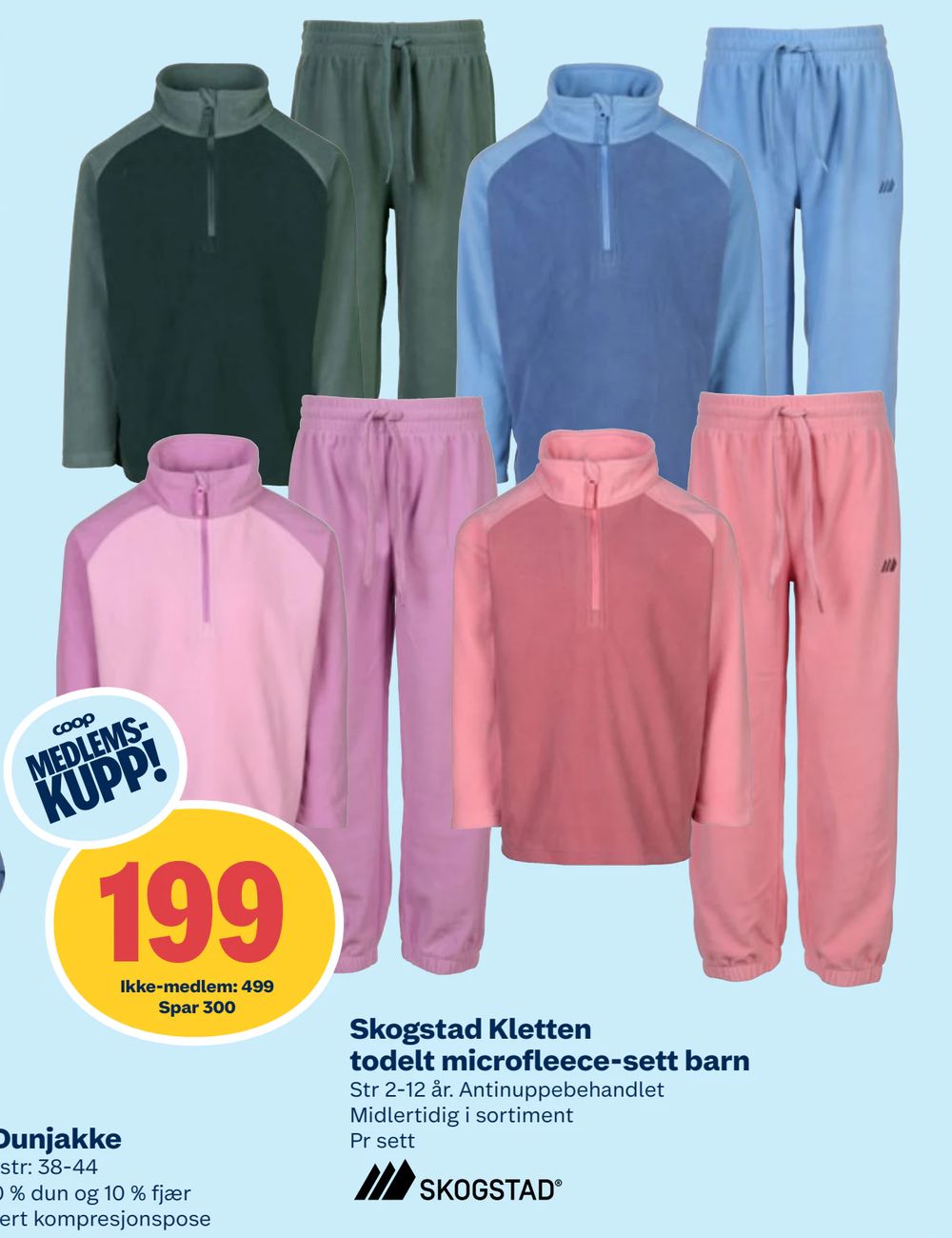 Skogstad Kletten todelt microfleece-sett barn