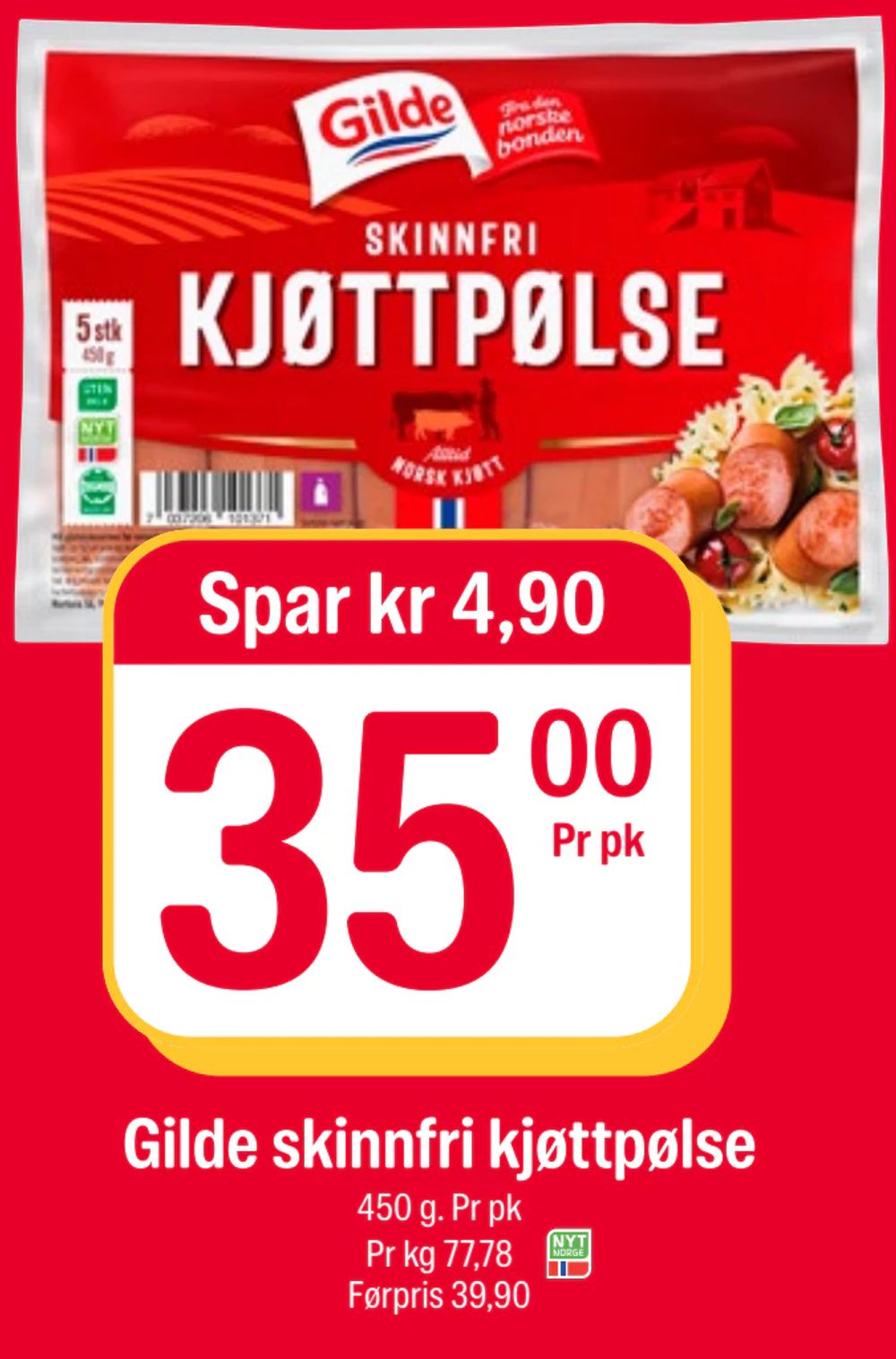 Gilde skinnfri kjøttpølse