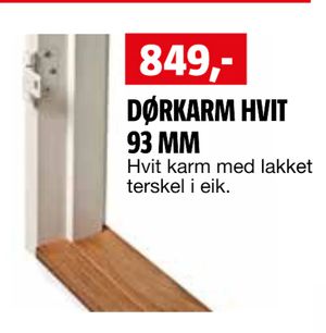 DØRKARM HVIT 93 MM