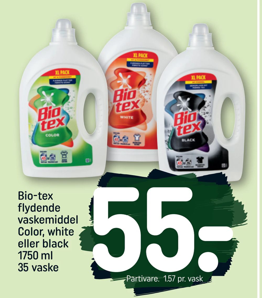 Bio-tex flydende vaskemiddel Color, white eller black 1750 ml 35 vaske