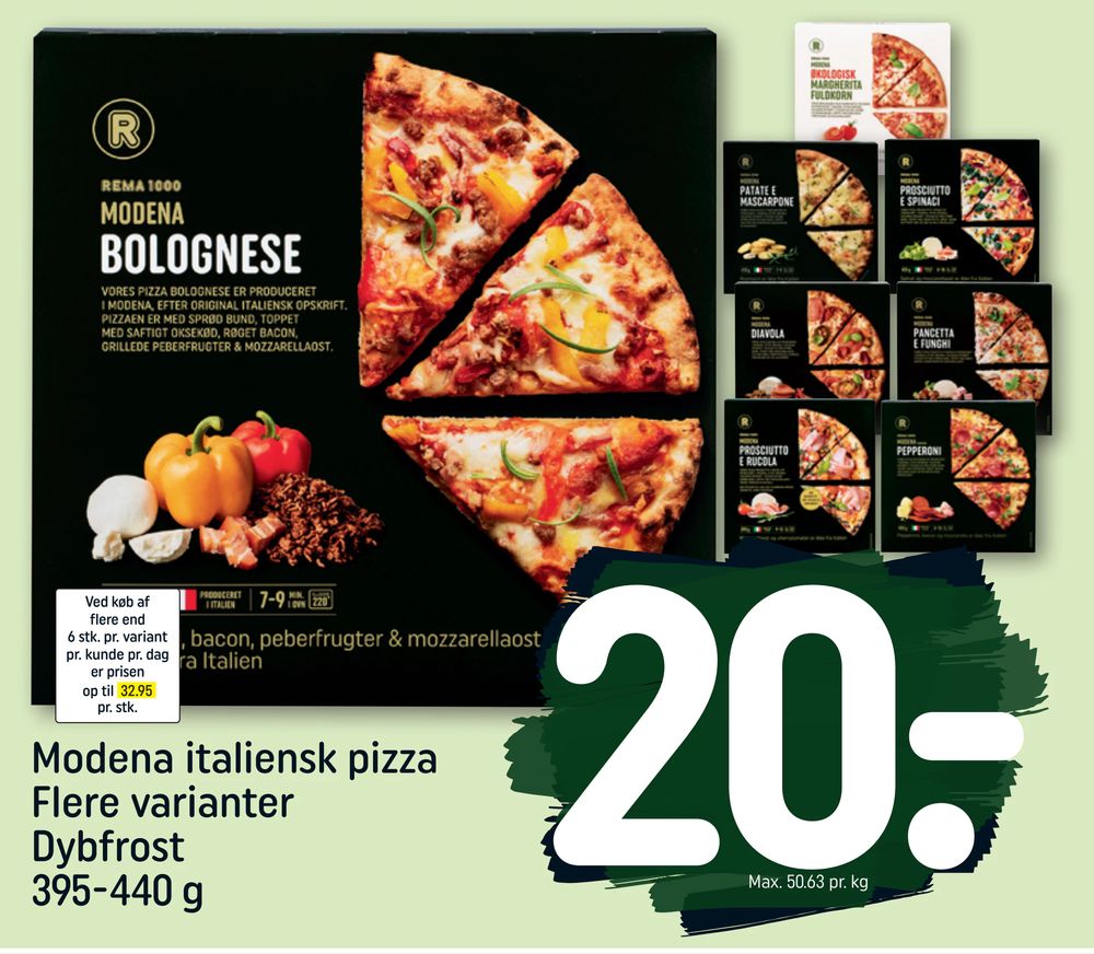 Modena italiensk pizza Flere varianter Dybfrost 395-440 g