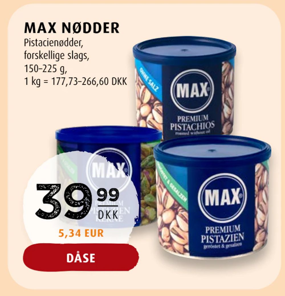 Tilbud på MAX NØDDER fra Scandinavian Park til 39,99 kr.