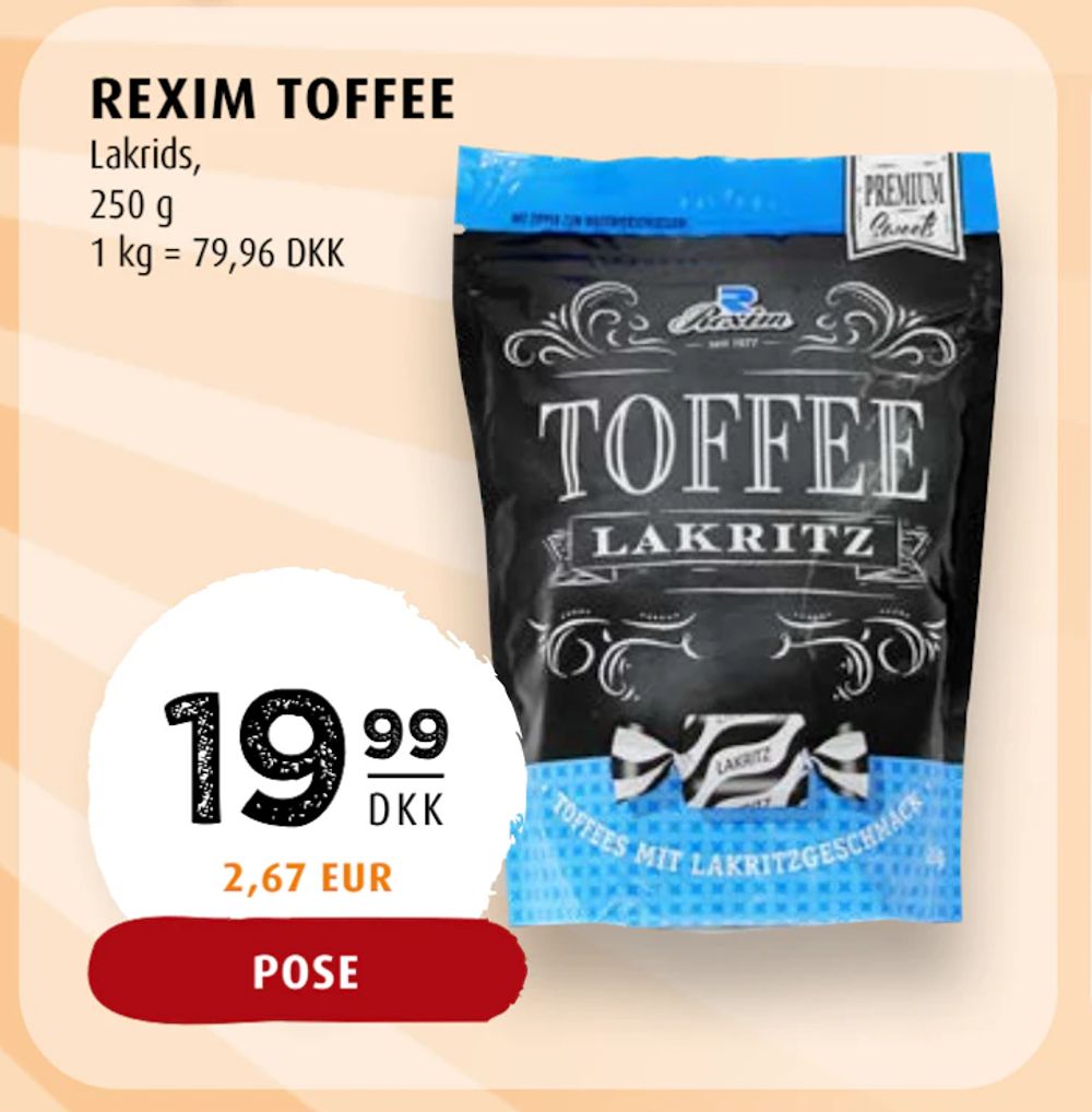 Tilbud på REXIM TOFFEE fra Scandinavian Park til 19,99 kr.