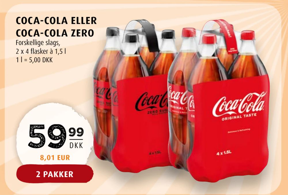 Tilbud på COCA-COLA ELLER COCA-COLA ZERO fra Scandinavian Park til 59,99 kr.