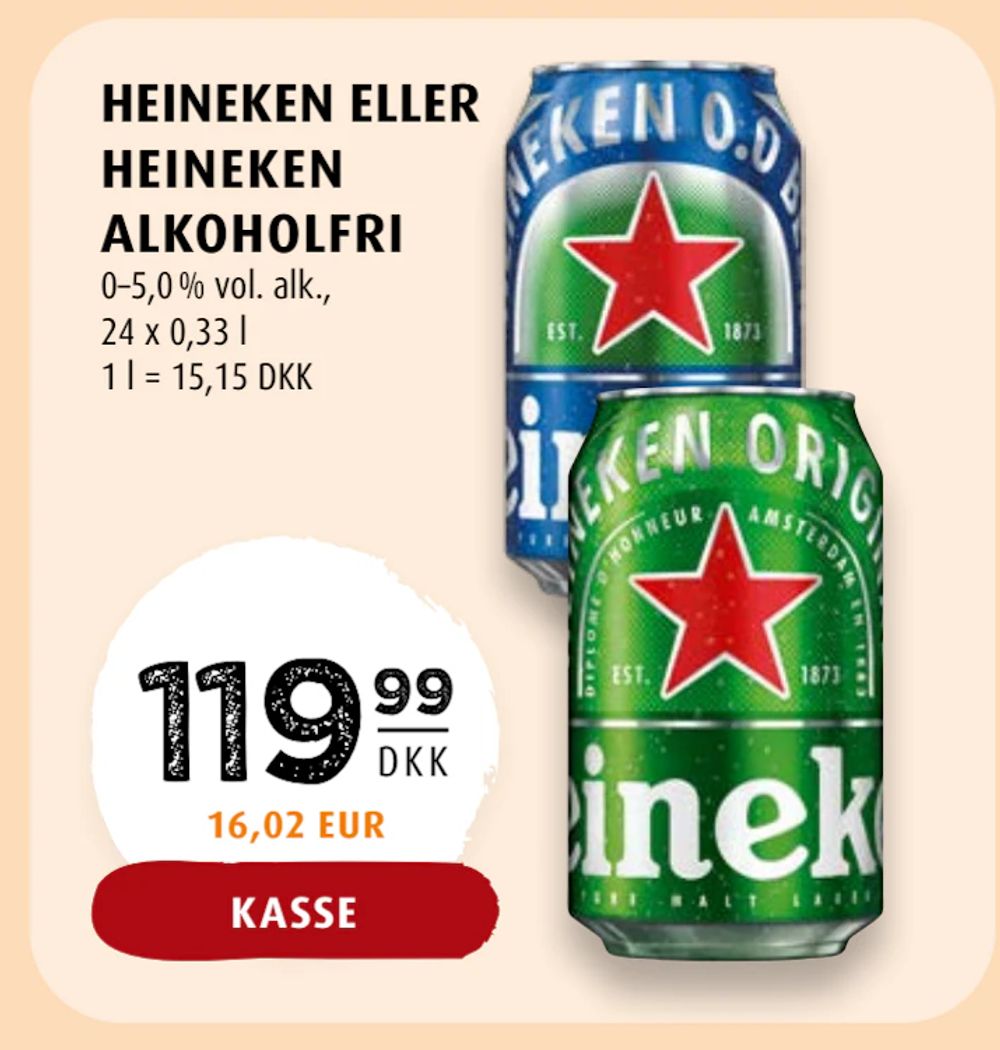 Tilbud på HEINEKEN ELLER HEINEKEN ALKOHOLFRI fra Scandinavian Park til 119,99 kr.