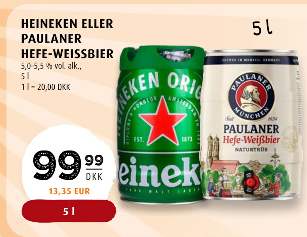 Tilbud på HEINEKEN ELLER PAULANER HEFE-WEISSBIER fra Scandinavian Park til 99,99 kr.