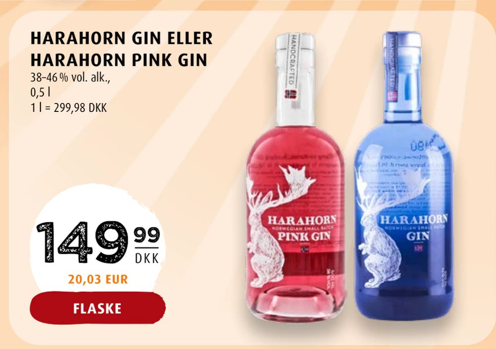 Tilbud på HARAHORN GIN ELLER HARAHORN PINK GIN fra Scandinavian Park til 149,99 kr.
