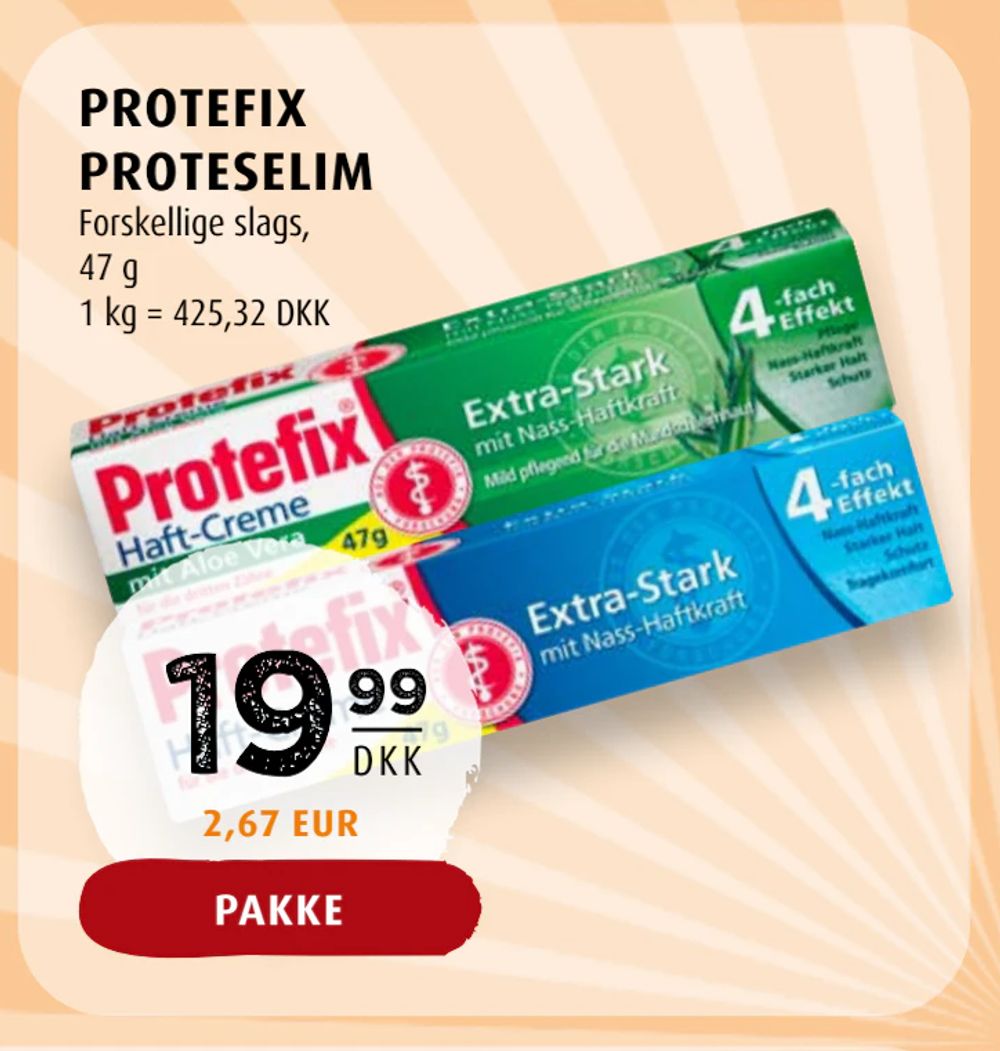 Tilbud på PROTEFIX PROTESELIM fra Scandinavian Park til 19,99 kr.
