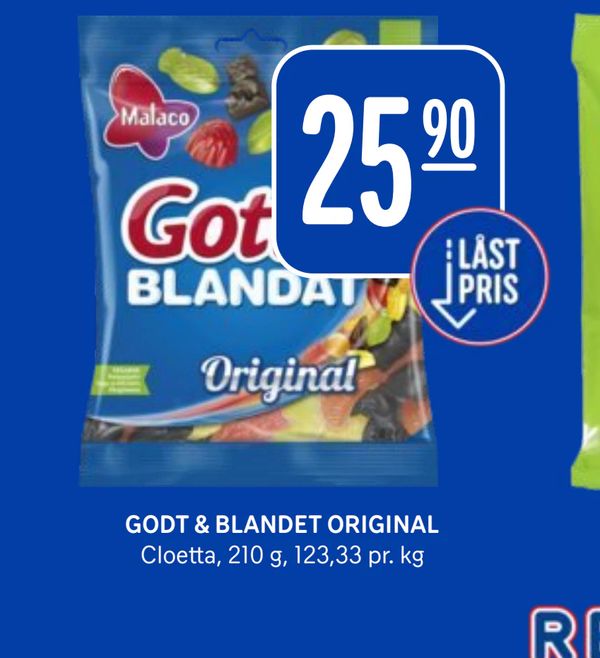 GODT & BLANDET ORIGINAL Cloetta, 210 g, 123,33 pr. kg LÅST PRIS