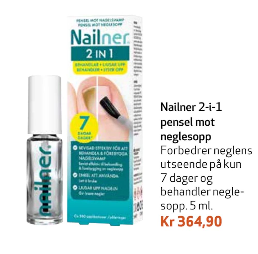 Tilbud på Nailner 2-i-1 pensel mot negle sopp fra Apotek 1 til 364,90 kr