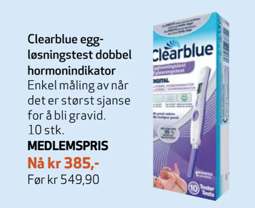 Tilbud på Clearblue eggløsningstest dobbel hormonindikator fra Apotek 1 til 385 kr