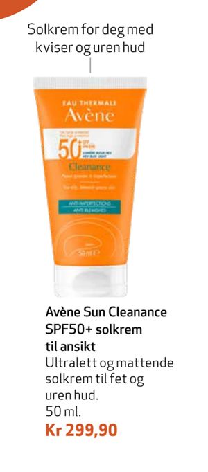 Avène Sun Cleanance SPF50+ solkrem til ansikt