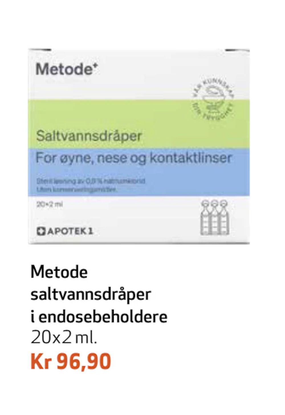 Tilbud på Metode saltvannsdråper i endosebeholdere fra Apotek 1 til 96,90 kr