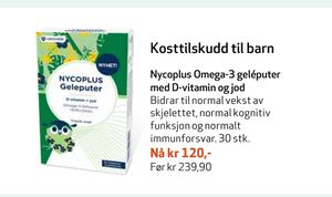 Nycoplus Omega-3 geléputer med D-vitamin og jod
