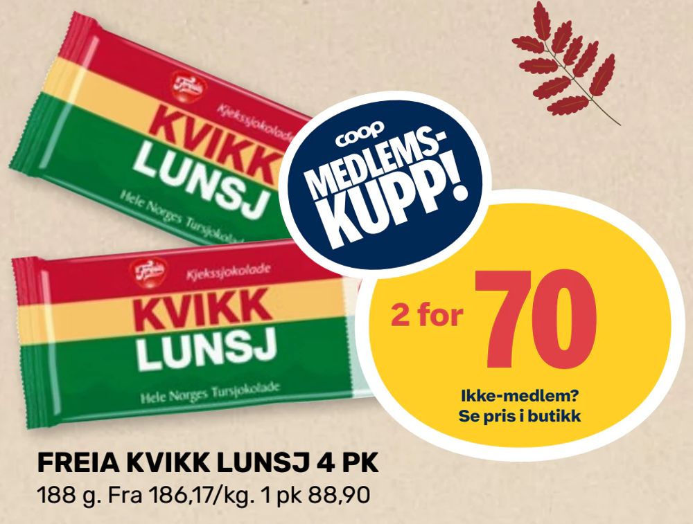 Freia Kvikk Lunsj 4 Pk