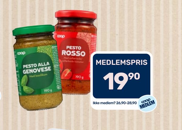 PESTO ROSSO / PESTO ALLA GENOVESE 190 g Ikke medlem? 26,90-28,90