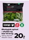 Økologisk spinat – skyllet og klar til brug