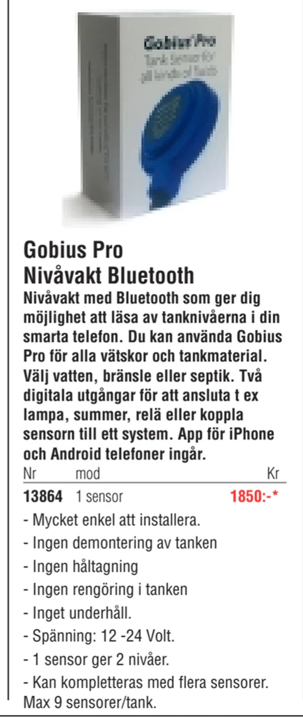 Erbjudanden på Gobius Pro Nivåvakt Bluetooth från Erlandsons Brygga för 1 850 kr