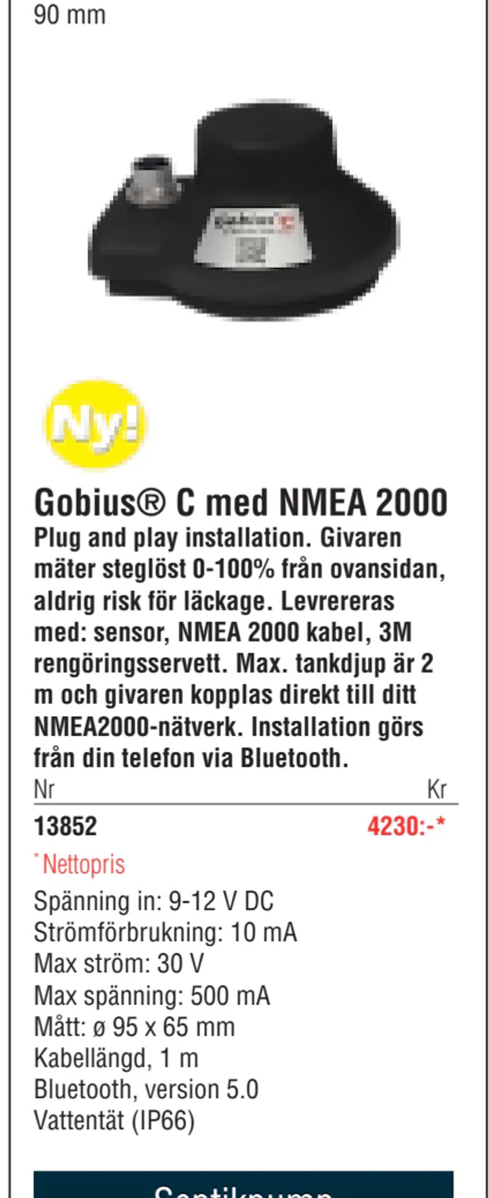 Erbjudanden på Gobius® C med NMEA 2000 från Erlandsons Brygga för 4 230 kr
