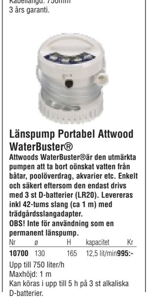 Länspump Portabel Attwood WaterBuster®