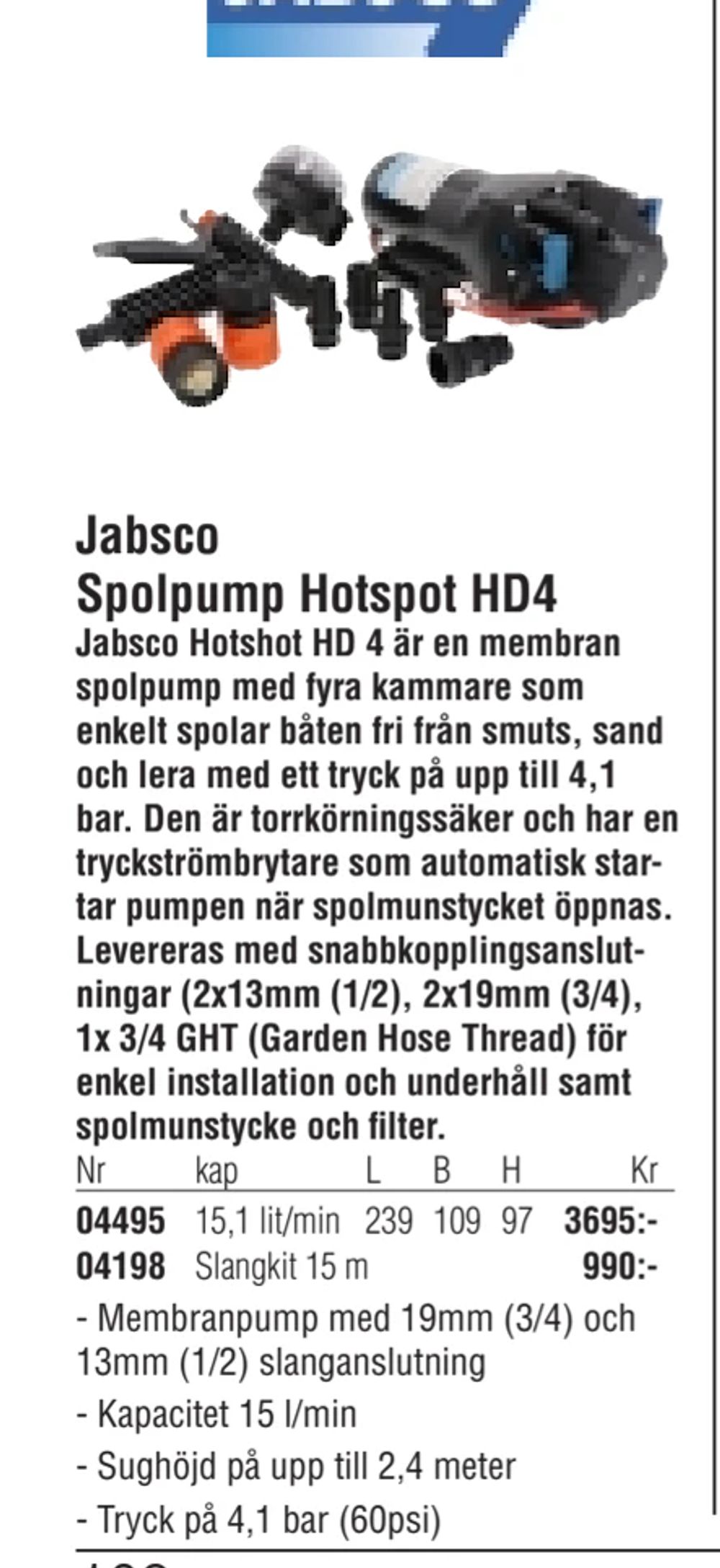 Erbjudanden på Jabsco Spolpump Hotspot HD4 från Erlandsons Brygga för 3 695 kr