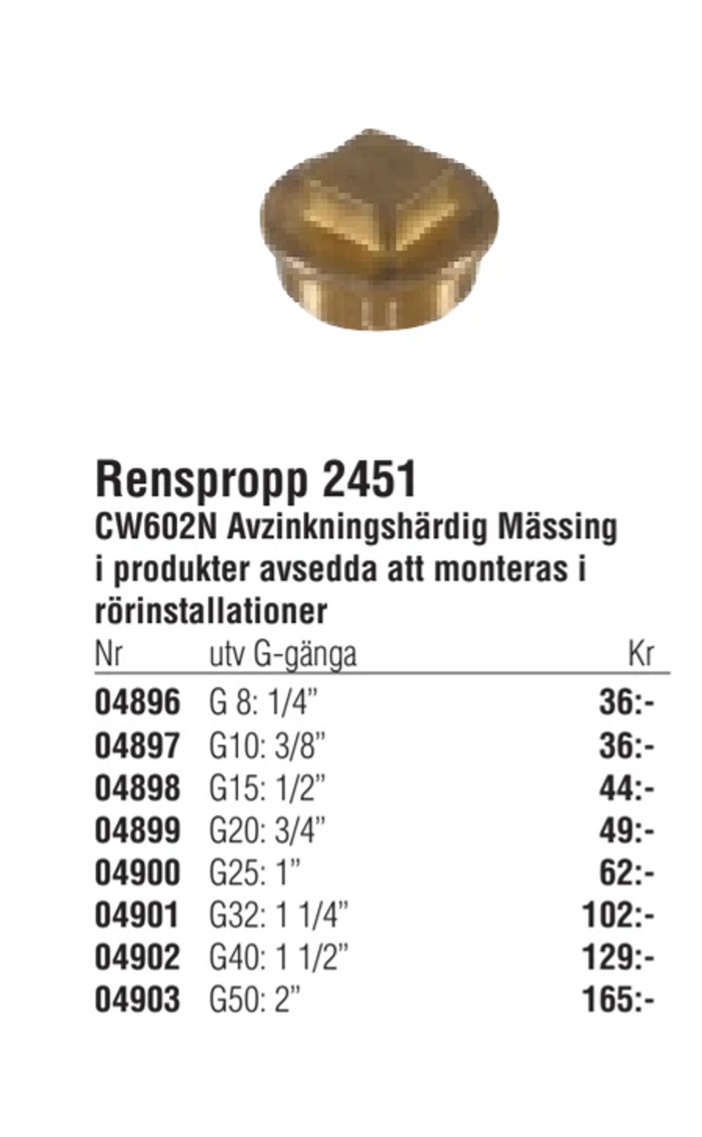 Erbjudanden på Renspropp 2451 från Erlandsons Brygga för 36 kr