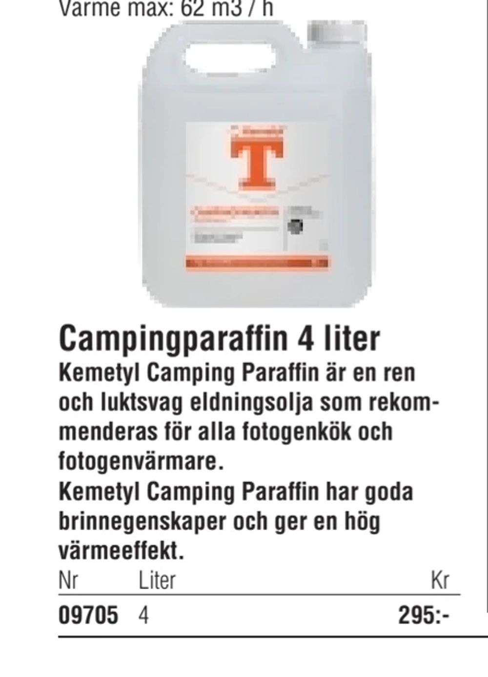 Erbjudanden på Campingparaffin 4 liter från Erlandsons Brygga för 295 kr