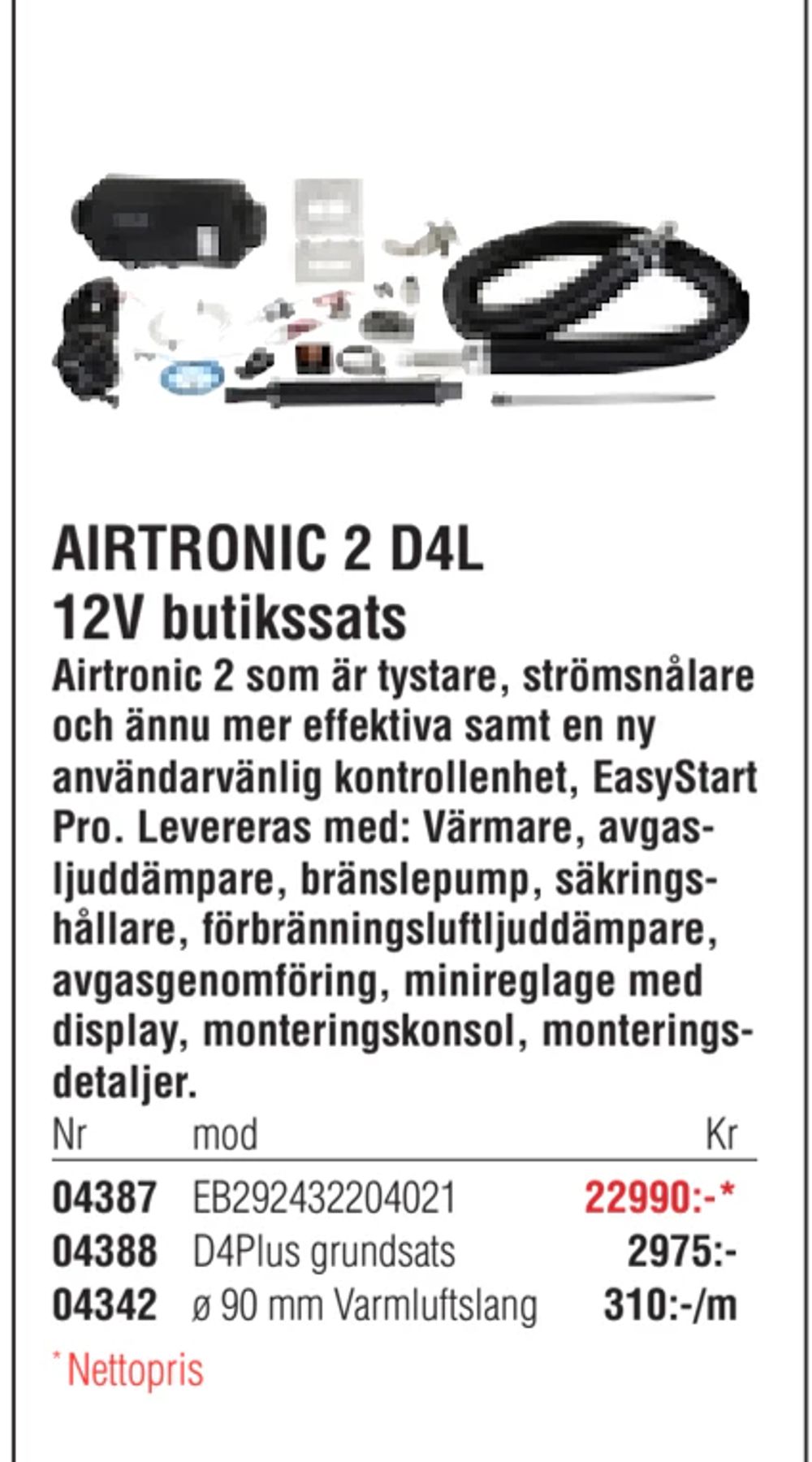 Erbjudanden på AIRTRONIC 2 D4L 12V butikssats från Erlandsons Brygga för 22 990 kr