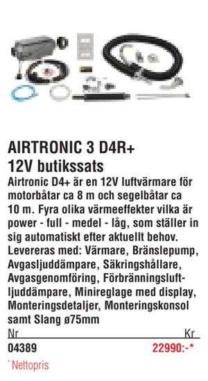 AIRTRONIC 3 D4R+ 12V butikssats