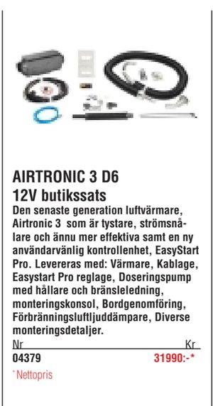 AIRTRONIC 3 D6 12V butikssats