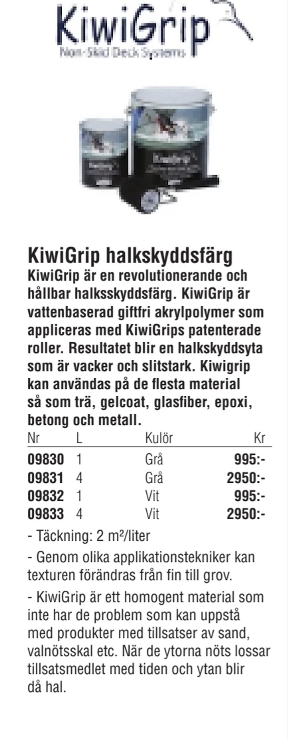 Erbjudanden på KiwiGrip halkskyddsfärg från Erlandsons Brygga för 995 kr