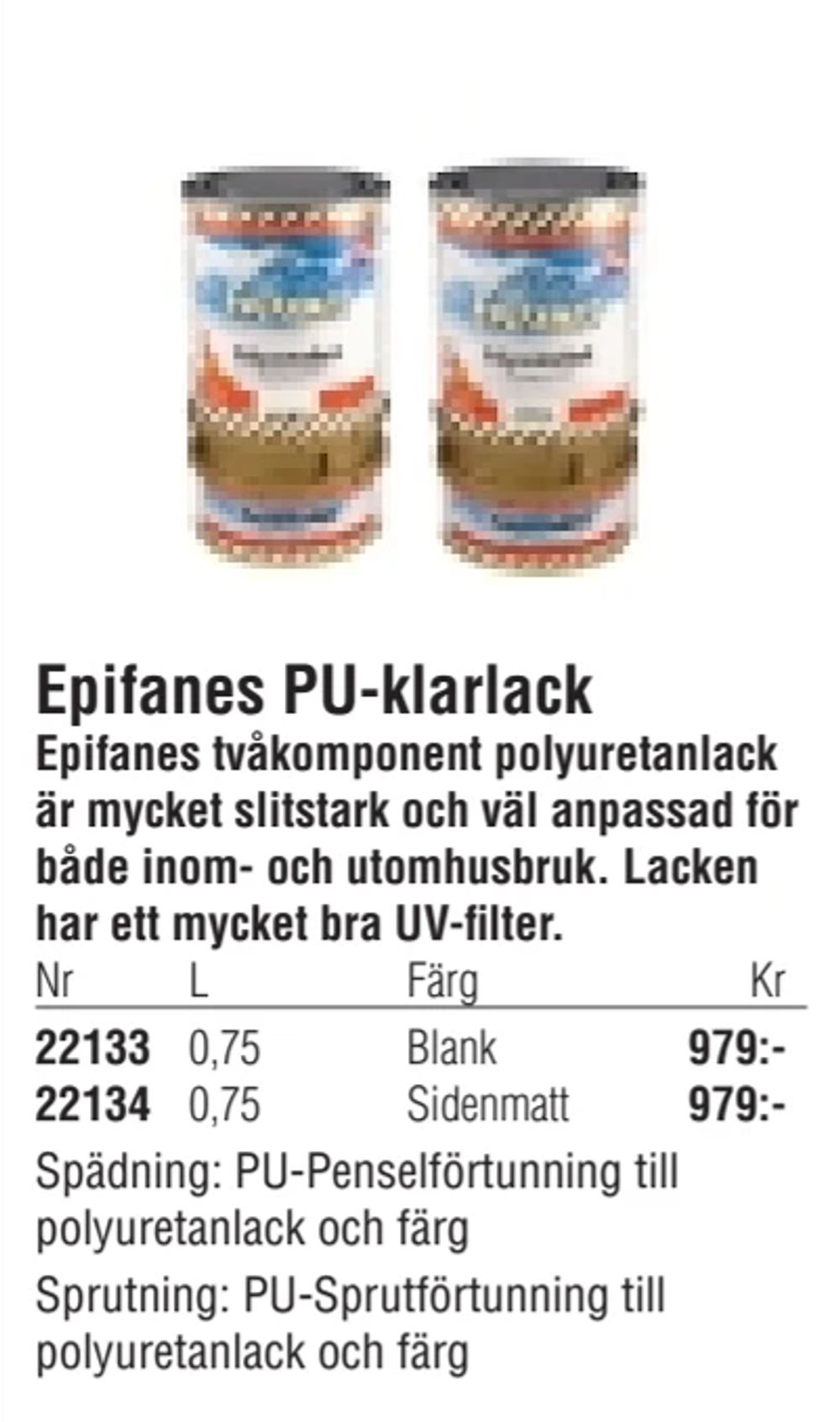 Erbjudanden på Epifanes PU-klarlack från Erlandsons Brygga för 979 kr