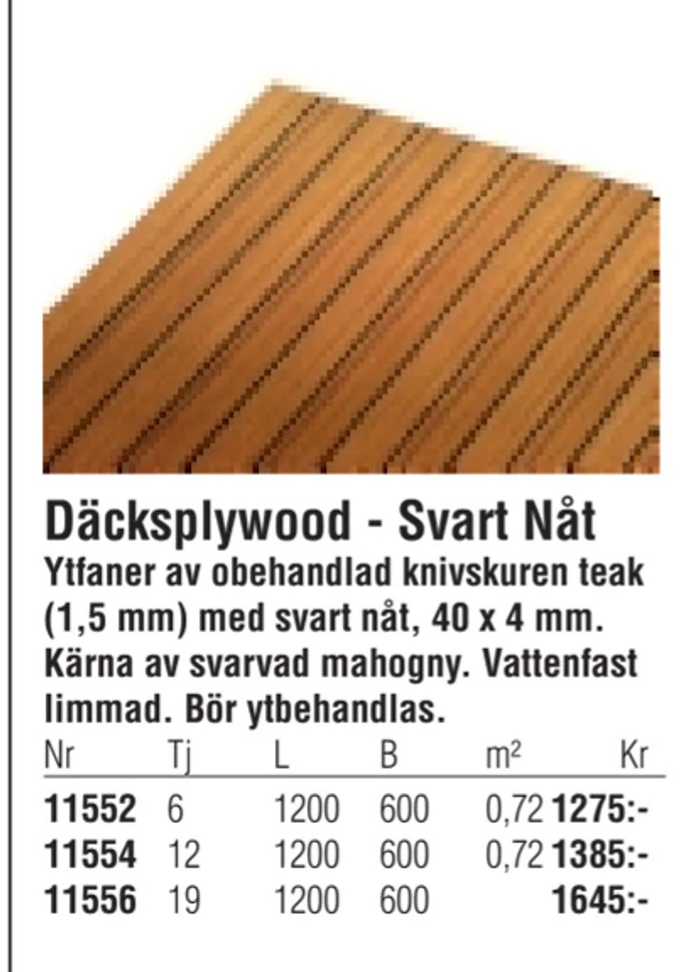Erbjudanden på Däcksplywood - Svart Nåt från Erlandsons Brygga för 1 275 kr