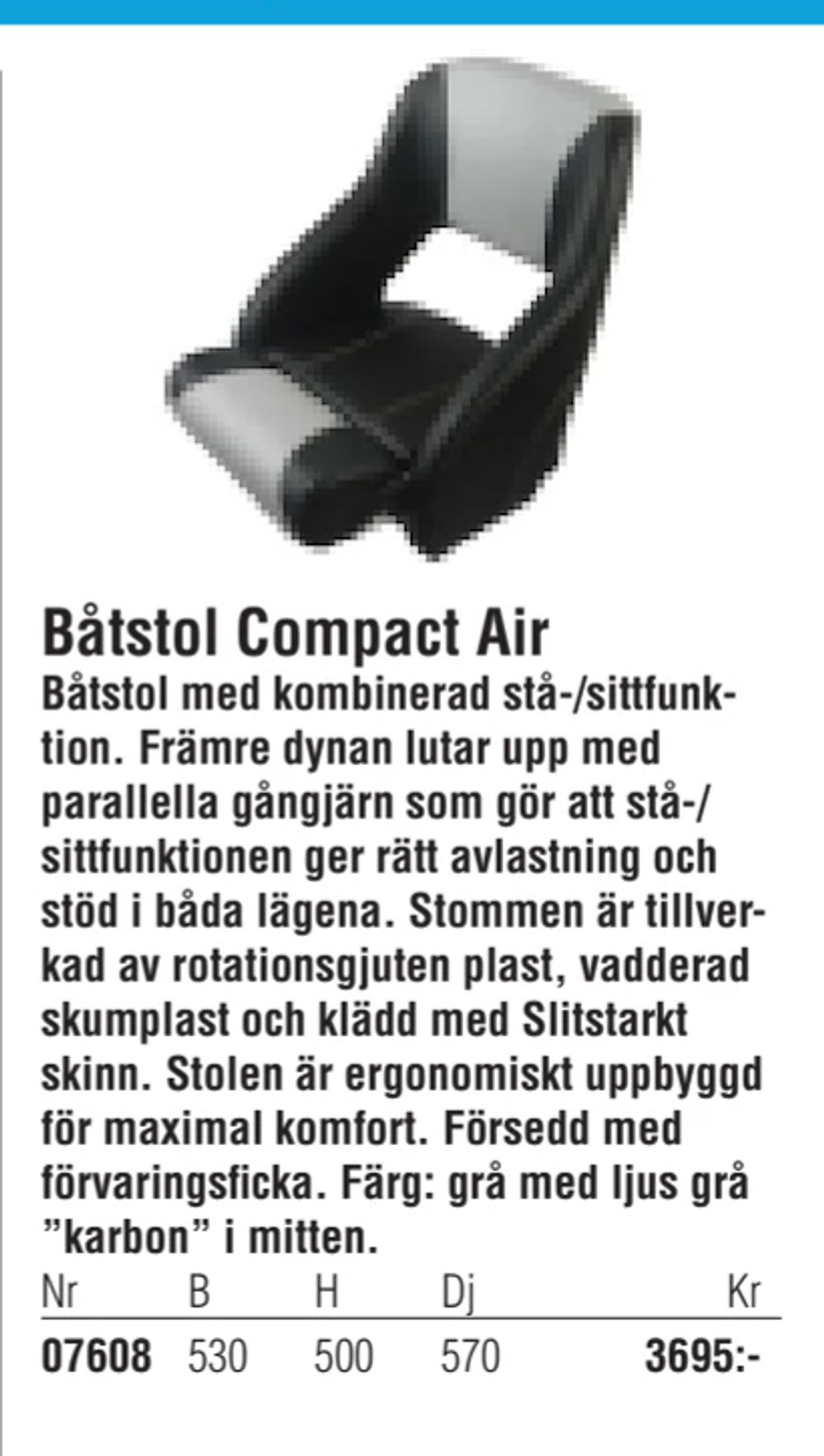 Erbjudanden på Båtstol Compact Air från Erlandsons Brygga för 3 695 kr