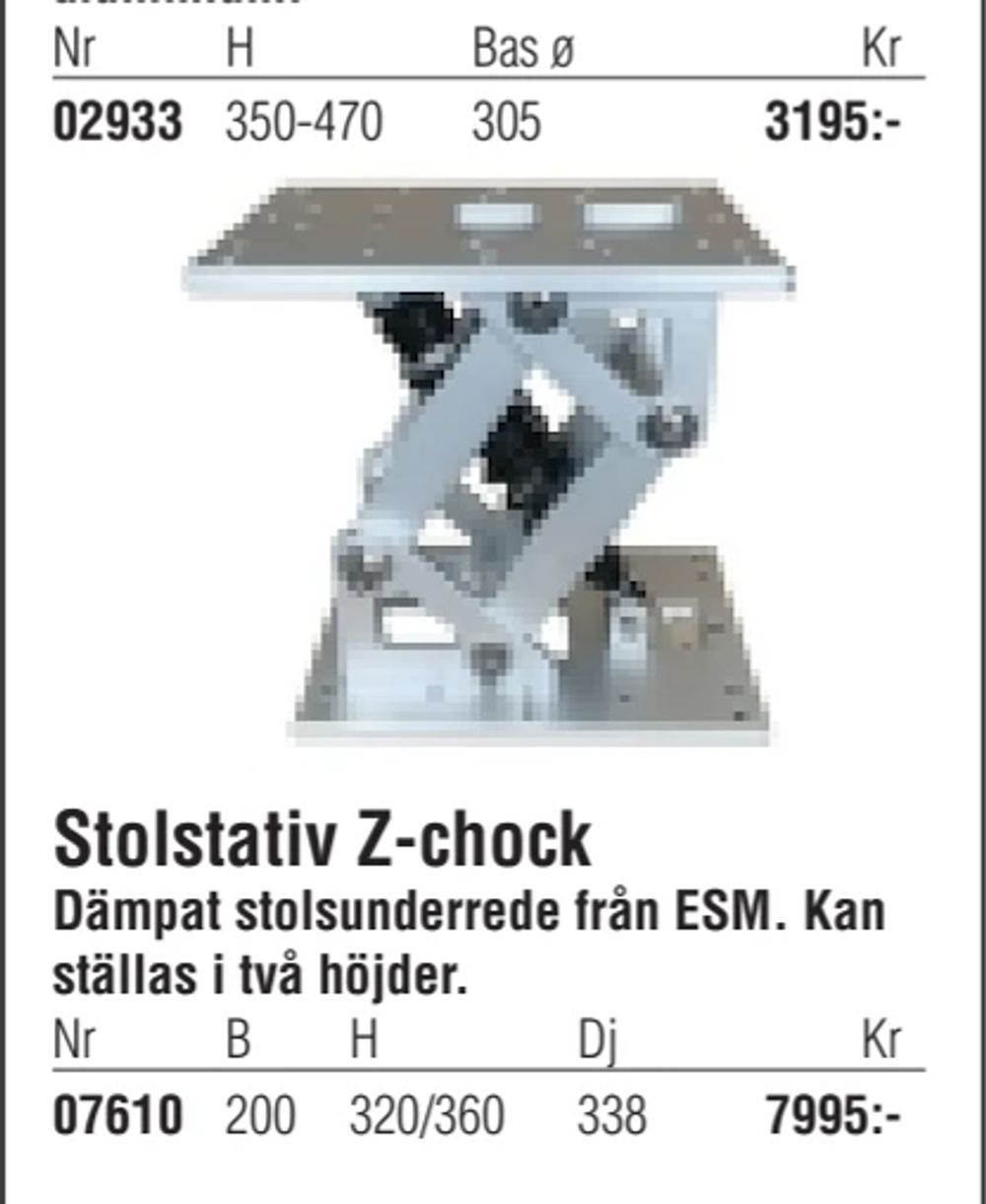 Erbjudanden på Stolstativ Z-chock från Erlandsons Brygga för 7 995 kr